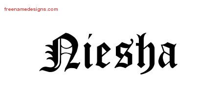 Niesha Blackletter Name Tattoo Designs