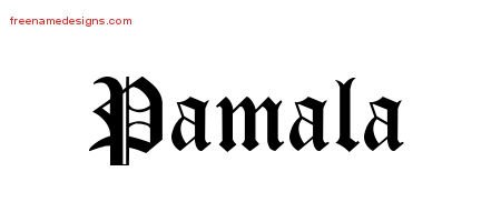 Pamala Blackletter Name Tattoo Designs