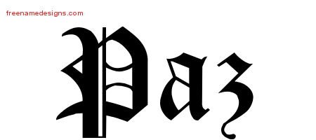 Paz Blackletter Name Tattoo Designs
