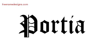 Portia Blackletter Name Tattoo Designs