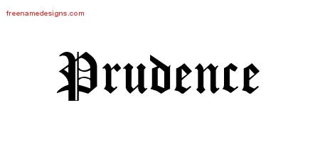 Prudence Blackletter Name Tattoo Designs