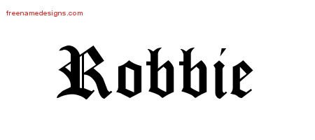 Robbie Blackletter Name Tattoo Designs