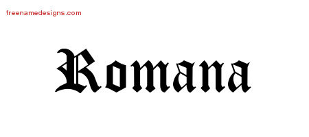 Romana Blackletter Name Tattoo Designs