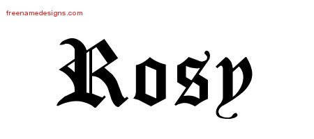 Rosy Blackletter Name Tattoo Designs