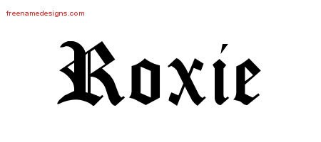 Roxie Blackletter Name Tattoo Designs