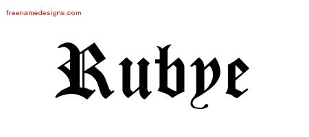 Rubye Blackletter Name Tattoo Designs