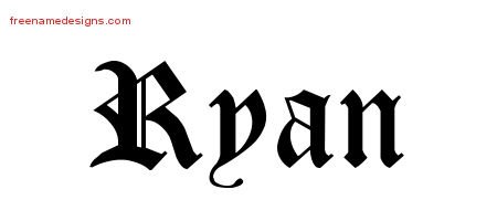 Ryan Blackletter Name Tattoo Designs