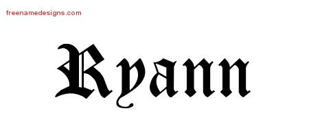 Ryann Blackletter Name Tattoo Designs