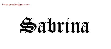 Sabrina Blackletter Name Tattoo Designs
