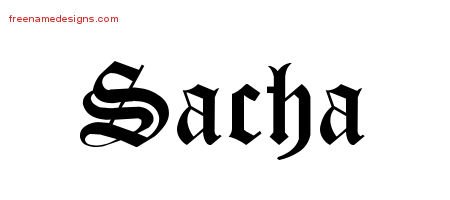 Sacha Blackletter Name Tattoo Designs