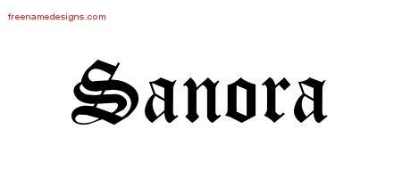 Sanora Blackletter Name Tattoo Designs