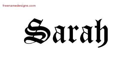 Sarah Blackletter Name Tattoo Designs