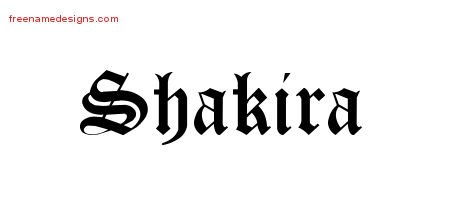 Shakira Blackletter Name Tattoo Designs