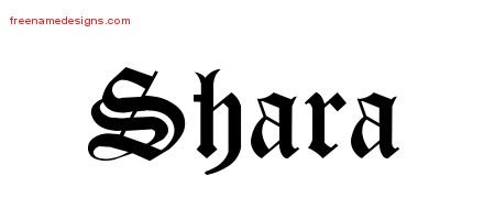 Shara Blackletter Name Tattoo Designs