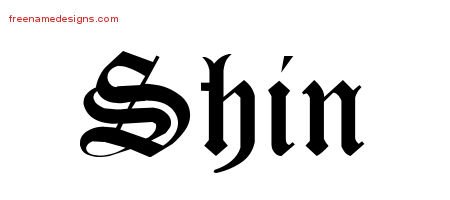 Shin Blackletter Name Tattoo Designs