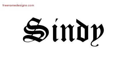 Sindy Blackletter Name Tattoo Designs