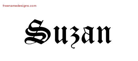 Suzan Blackletter Name Tattoo Designs