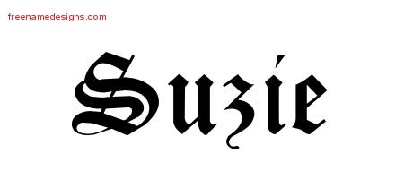 Suzie Blackletter Name Tattoo Designs