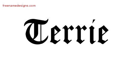 Terrie Blackletter Name Tattoo Designs