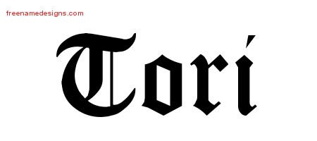 Tori Blackletter Name Tattoo Designs
