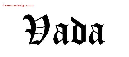 Vada Blackletter Name Tattoo Designs
