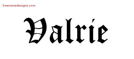 Valrie Blackletter Name Tattoo Designs
