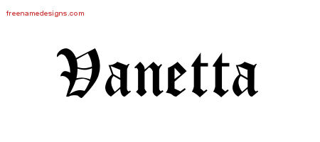 Vanetta Blackletter Name Tattoo Designs