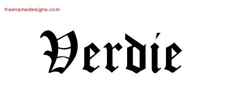 Verdie Blackletter Name Tattoo Designs