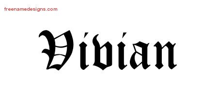 Vivian Blackletter Name Tattoo Designs