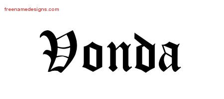 Vonda Blackletter Name Tattoo Designs