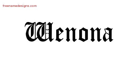 Wenona Blackletter Name Tattoo Designs