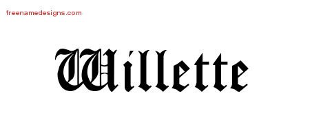 Willette Blackletter Name Tattoo Designs