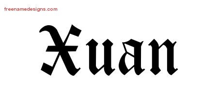 Xuan Blackletter Name Tattoo Designs