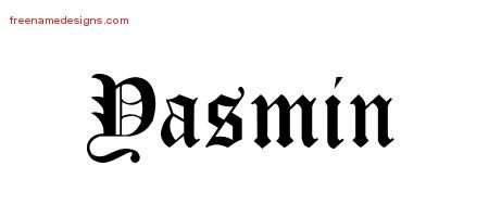 Yasmin Blackletter Name Tattoo Designs