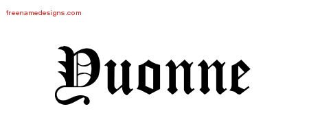 Yuonne Blackletter Name Tattoo Designs