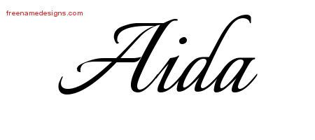 Aida Calligraphic Name Tattoo Designs
