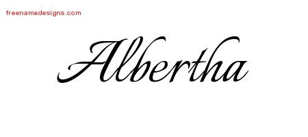 Albertha Calligraphic Name Tattoo Designs