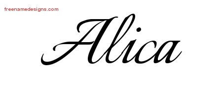 Alica Calligraphic Name Tattoo Designs