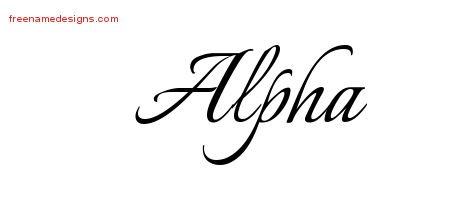 Alpha Calligraphic Name Tattoo Designs