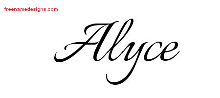 Alyce Calligraphic Name Tattoo Designs