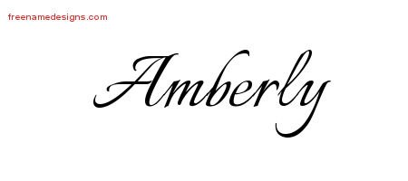 Amberly Calligraphic Name Tattoo Designs