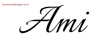 Ami Calligraphic Name Tattoo Designs