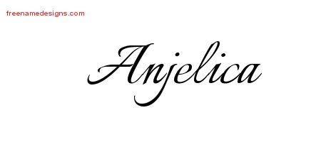 Anjelica Calligraphic Name Tattoo Designs