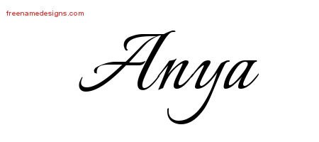 Anya Calligraphic Name Tattoo Designs