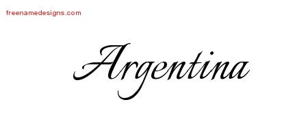 Argentina Calligraphic Name Tattoo Designs