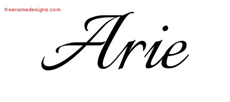 Arie Calligraphic Name Tattoo Designs