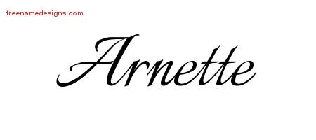 Arnette Calligraphic Name Tattoo Designs