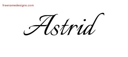 Astrid Calligraphic Name Tattoo Designs