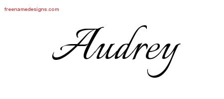 Audrey Calligraphic Name Tattoo Designs