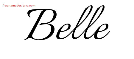 Belle Calligraphic Name Tattoo Designs